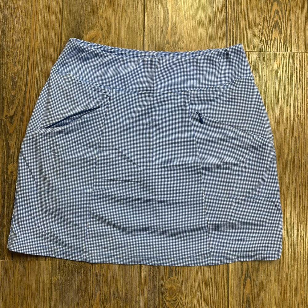 IBKUL Blue Gingham Athletic Skort UPF 50+ Cool Feel Golf Tennis Skirt Small